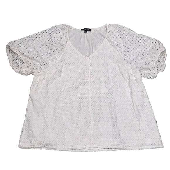 Arna York Collection coton Eyelet Top Sz 26/28 White A004390 - Picture 2 of 8
